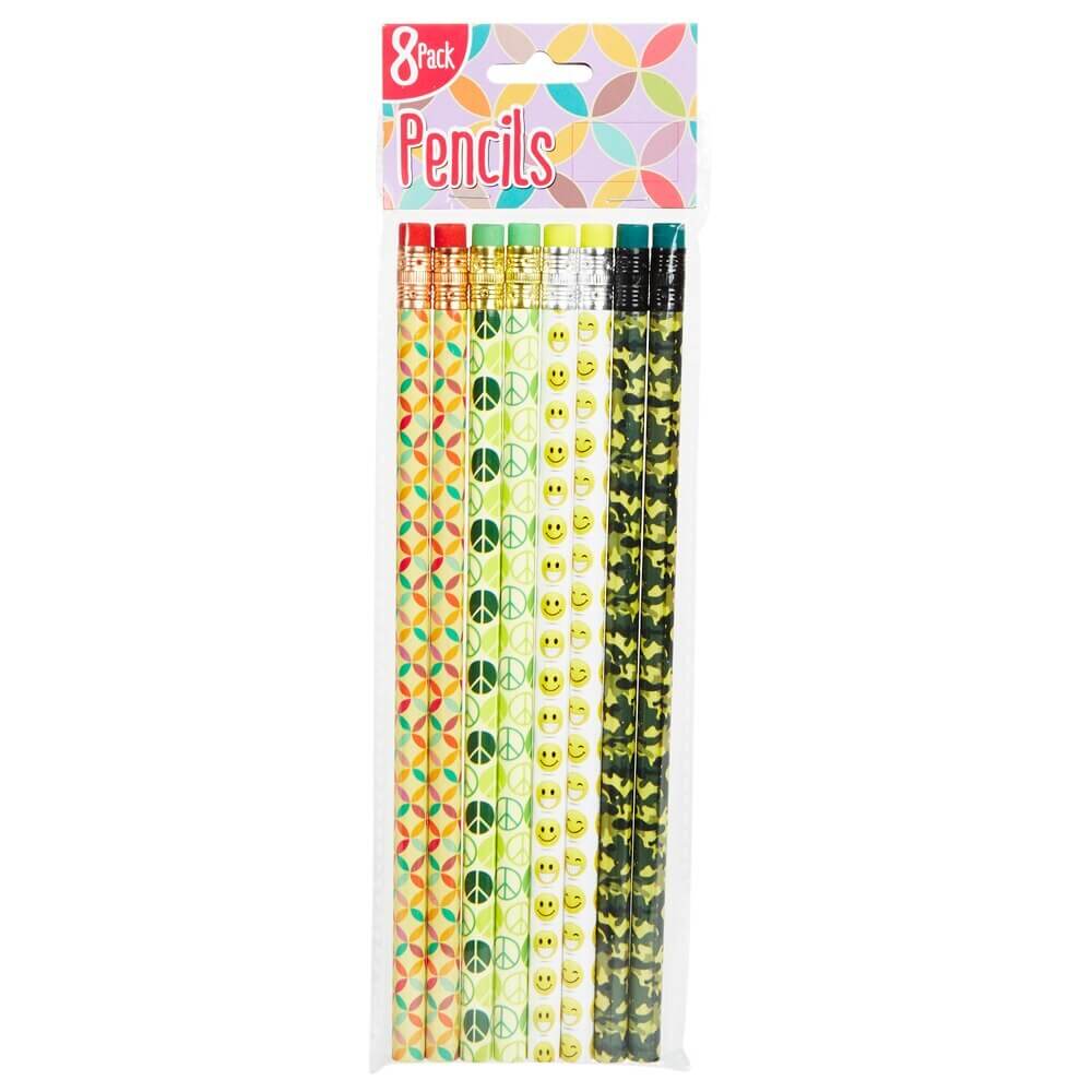 Assorted Design Pencils, 8 Pack
