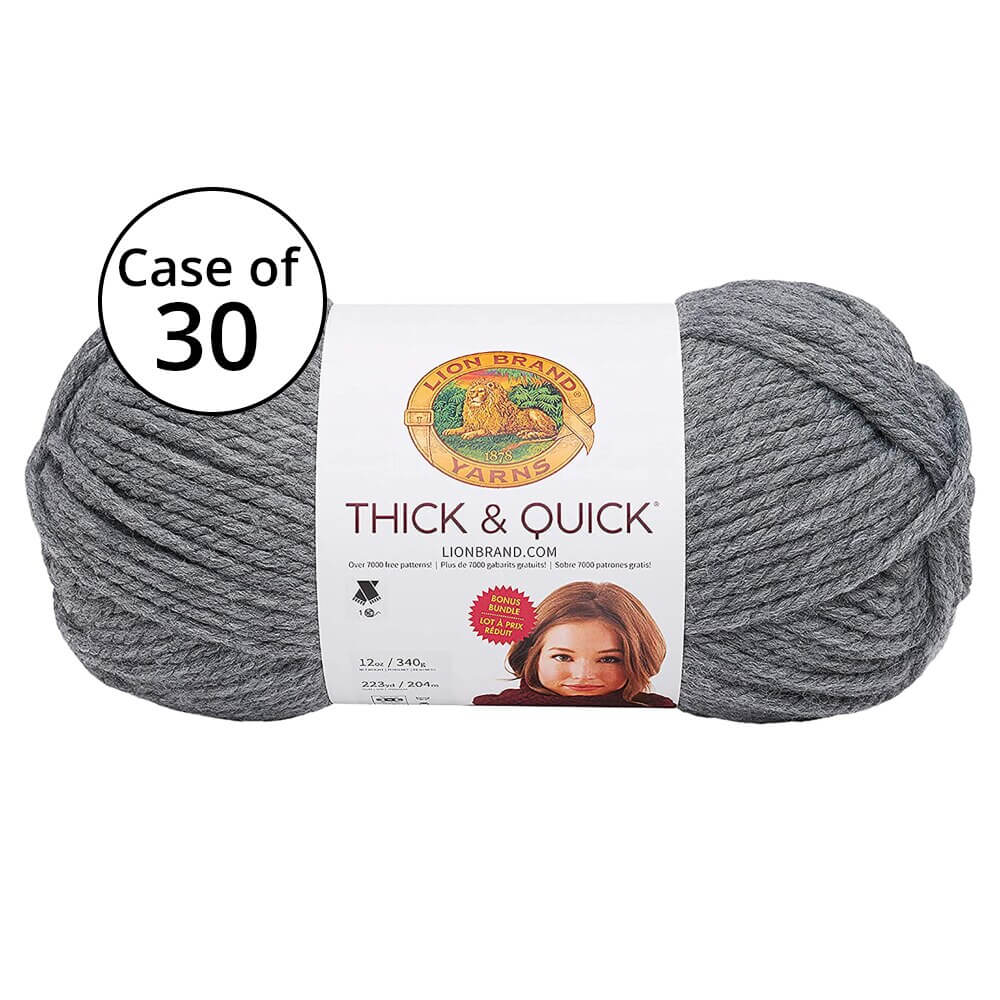 Lion Brand Thick & Quick Yarn Bundles, Oxford Gray, Case of 30