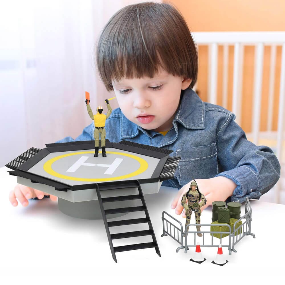 Click N' Play Military Helipad 28-Piece Play Set with Accessories