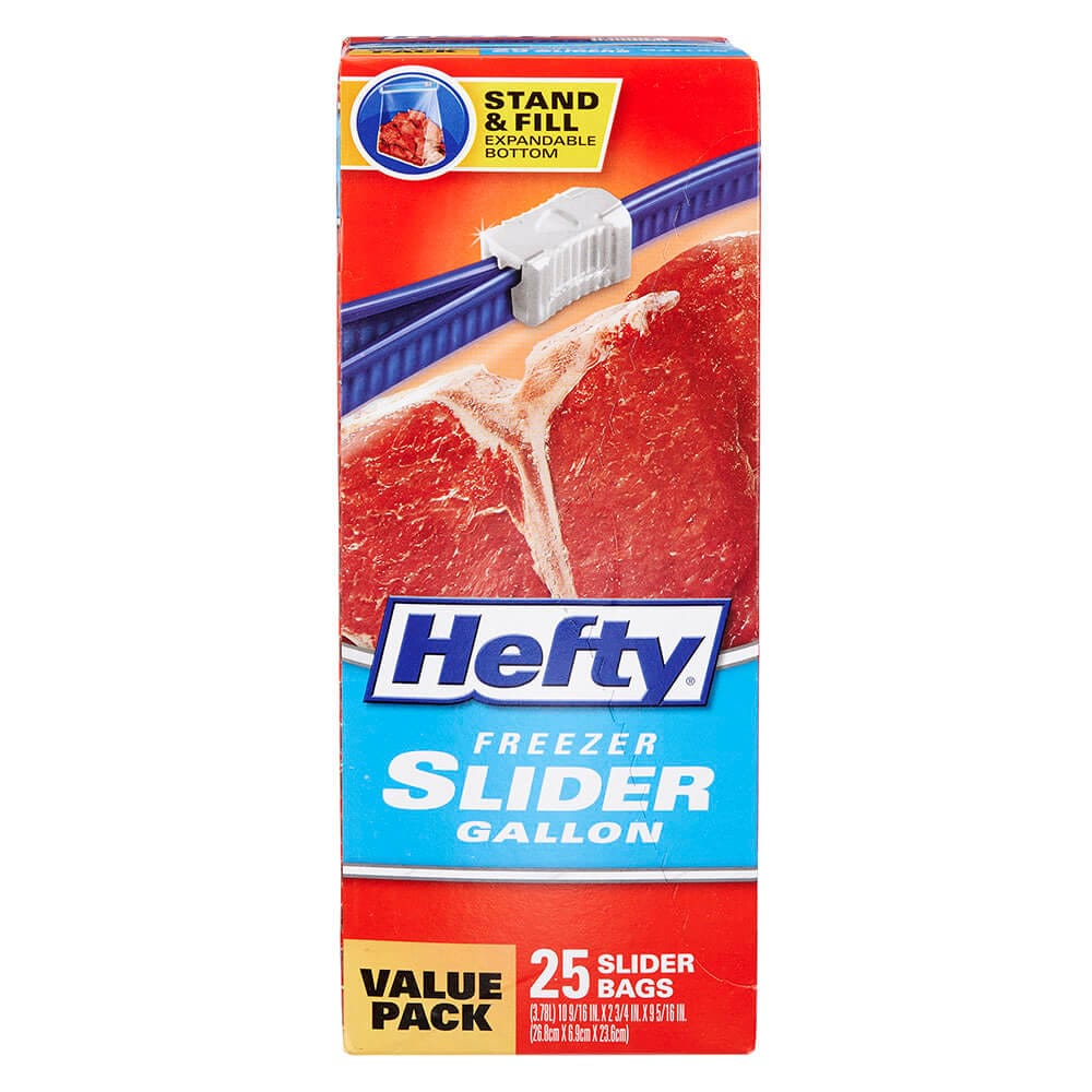 Hefty Freezer Gallon Slider Bags, 25 Count