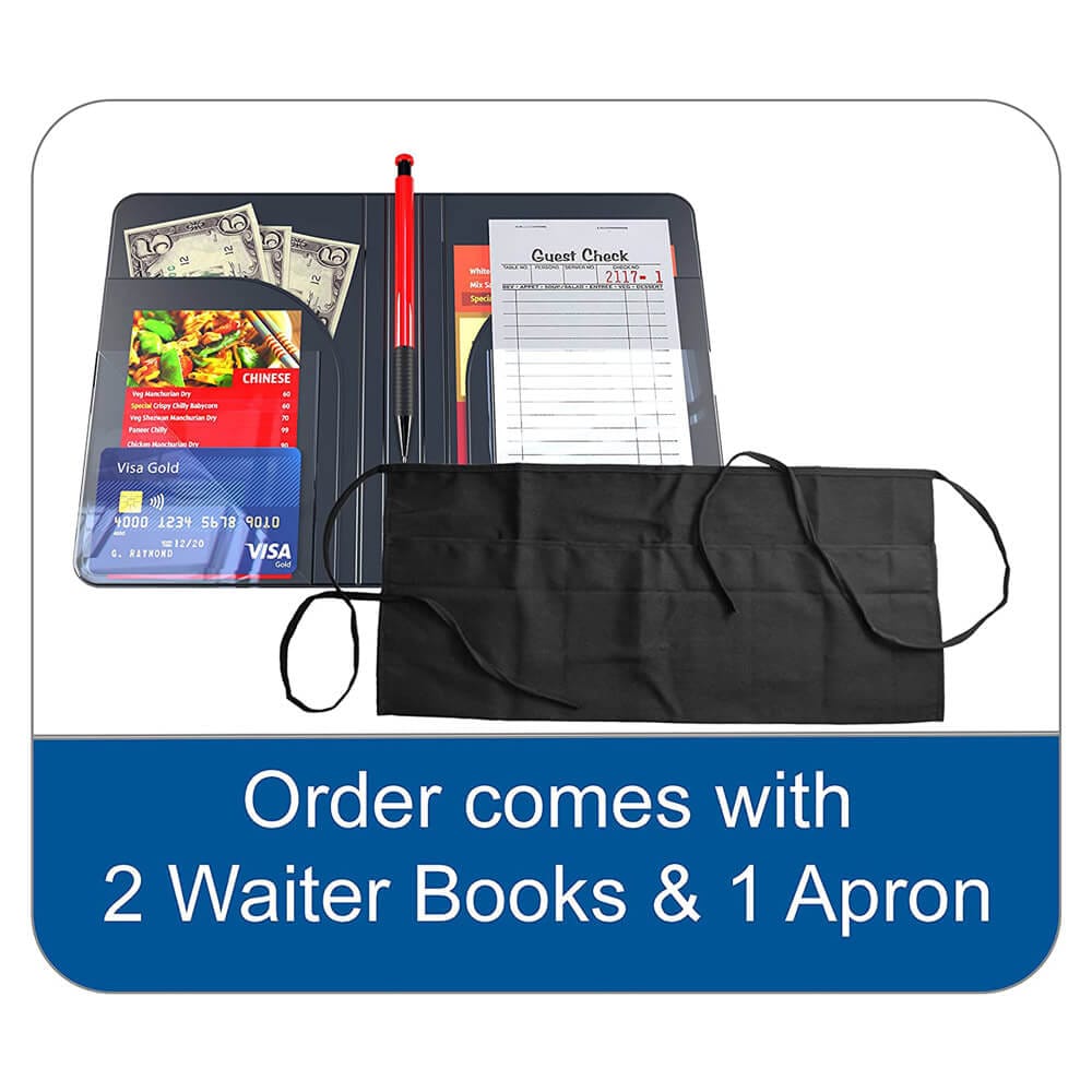 Waitstaff Apron with 2 Server Books, Black