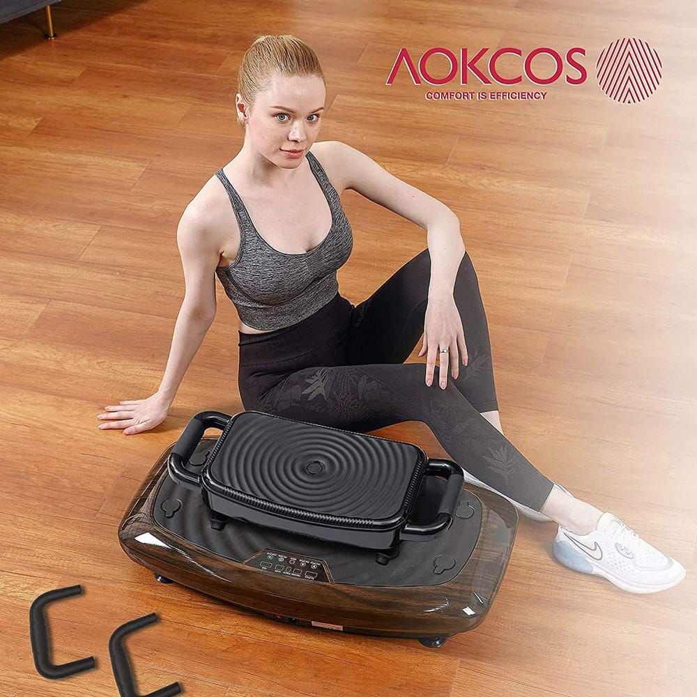 AOKCOS Vibration Platform Exercise Machine with Stool Attachment for Full Body Workout
