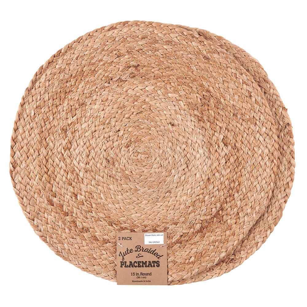 Jute Braided Round Placemats, Set of 2