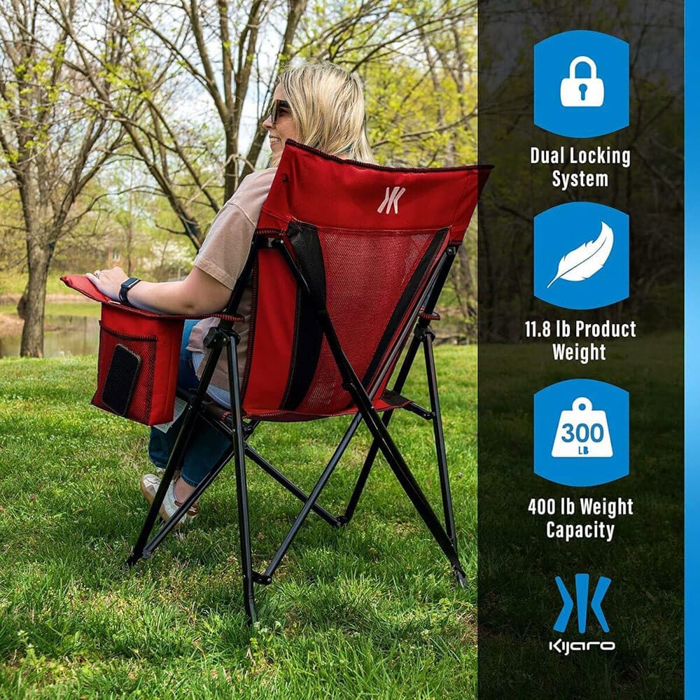 Kijaro XXL Dual Lock Portable Camping Chair with Built-In Cooler, Red Rock Canyon