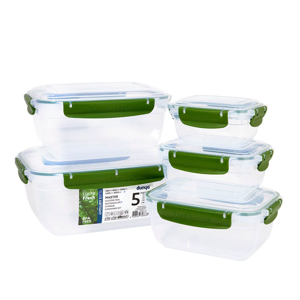 Dunya Lock & Fresh Rectangular Food Storage Container Set, 5 Piece