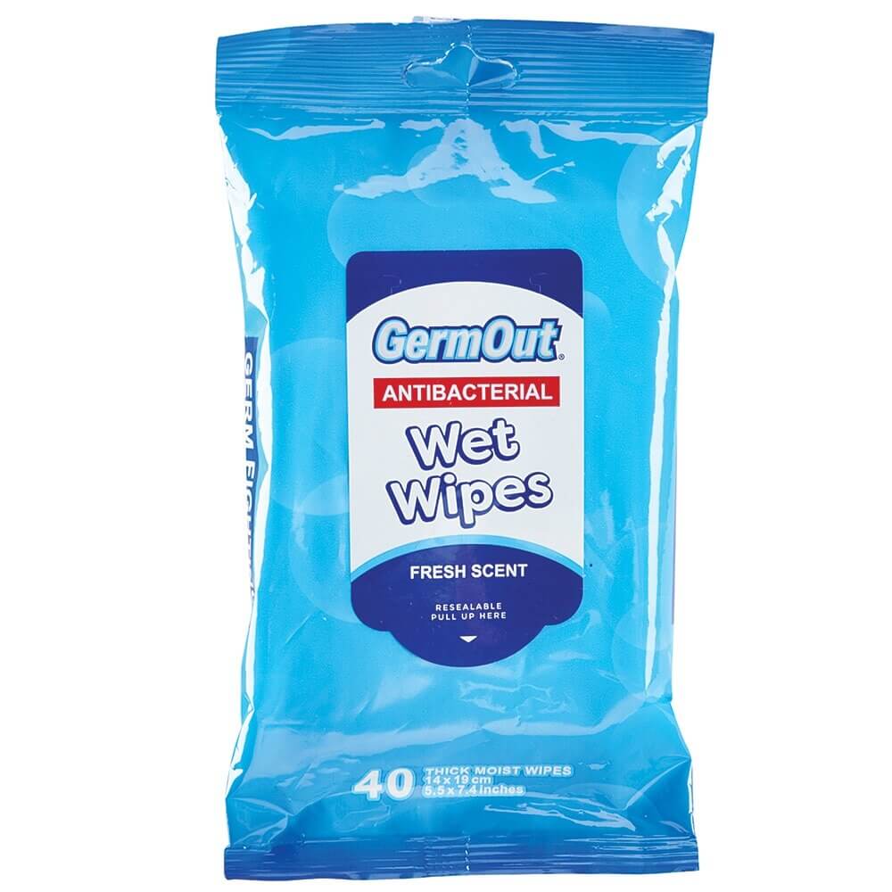 Germ Out Antibacterial Wet Wipes, 40 Count