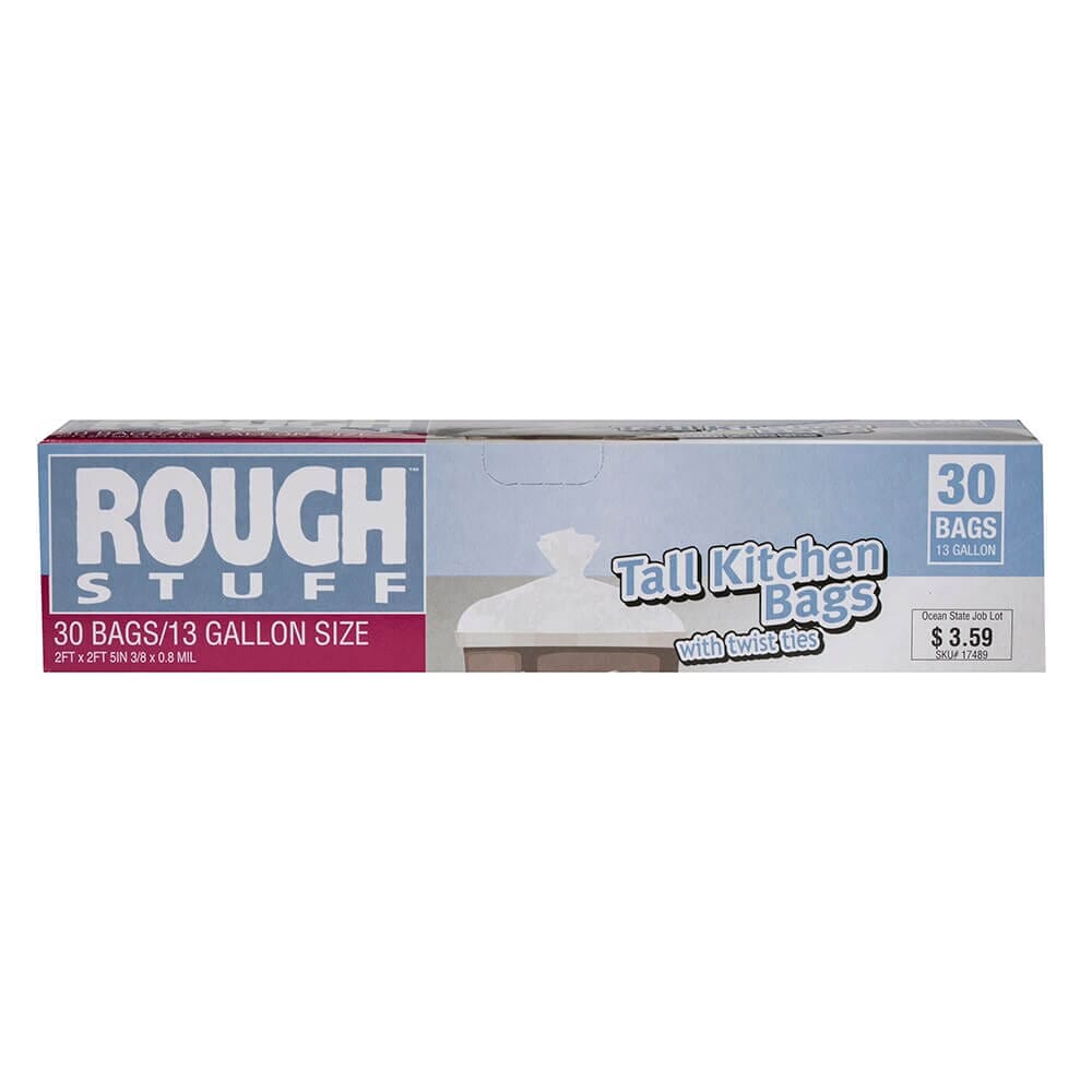 Rough Stuff 13 Gal Tall Kitchen Bags, 30 Count
