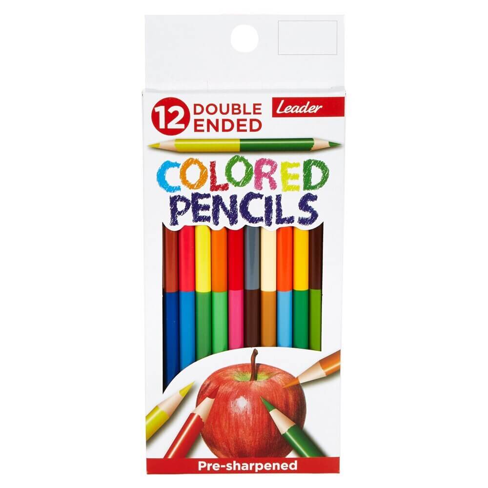 Leader Double Ended Colored Pencils, 12 Piece