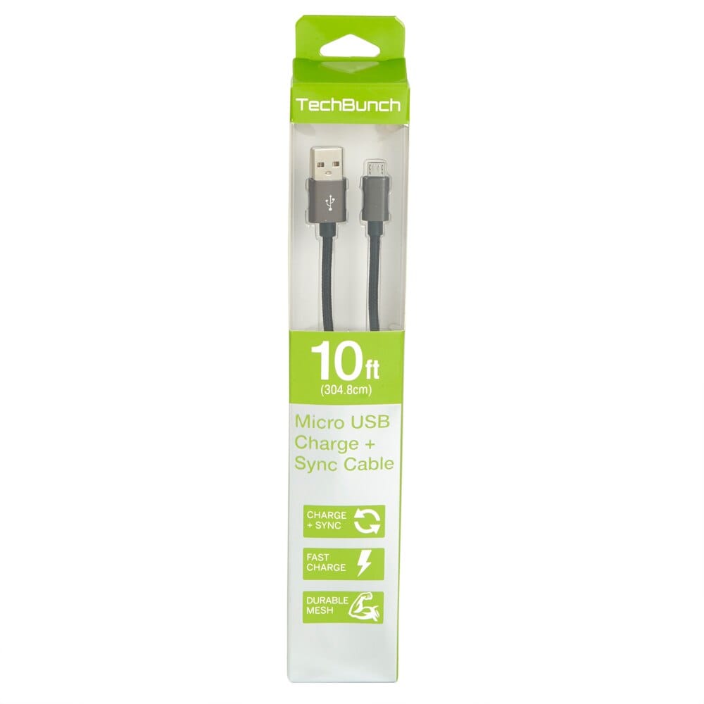 TechBunch Micro USB Charge + Sync Cable, 10'
