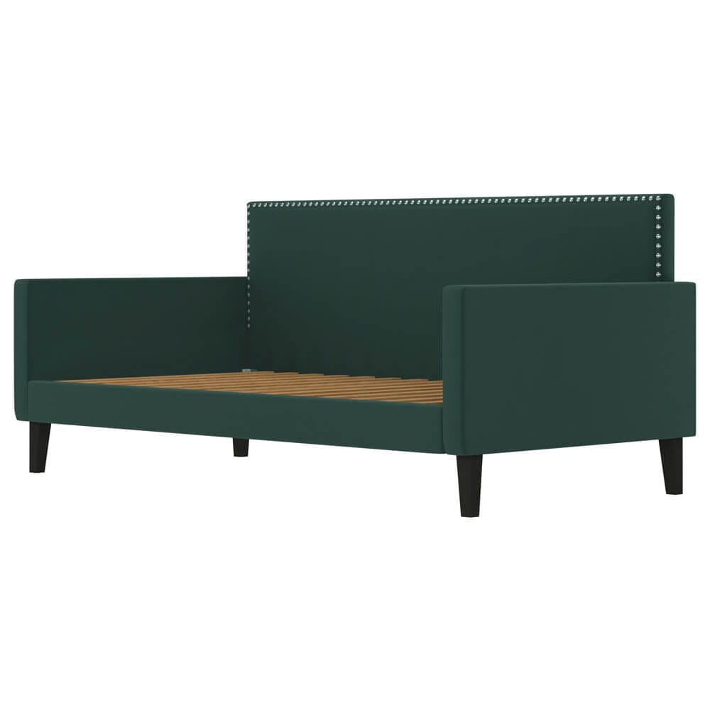 Contemporary Upholstered Twin Daybed, Velvet Emerald