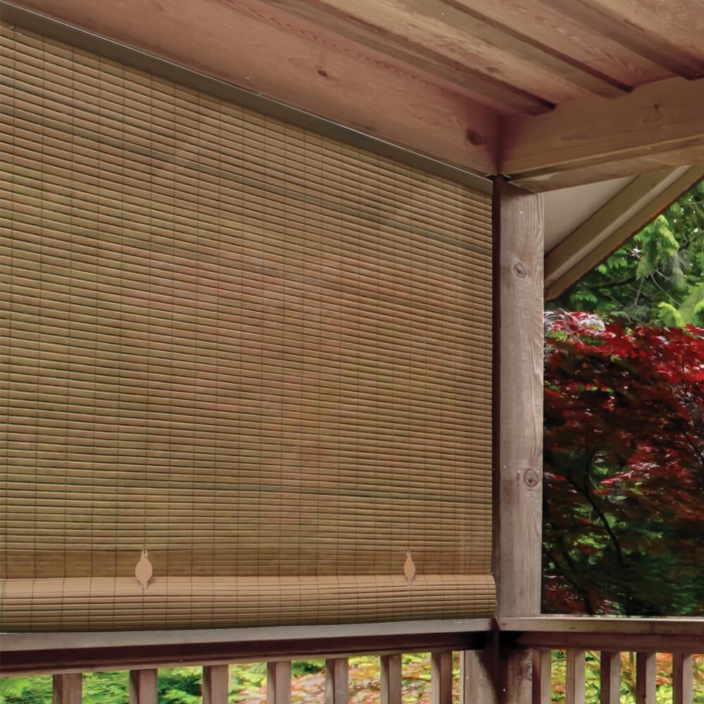 Indoor/Outdoor Wood PVC Cord Free Roll-Up Blind, 72"