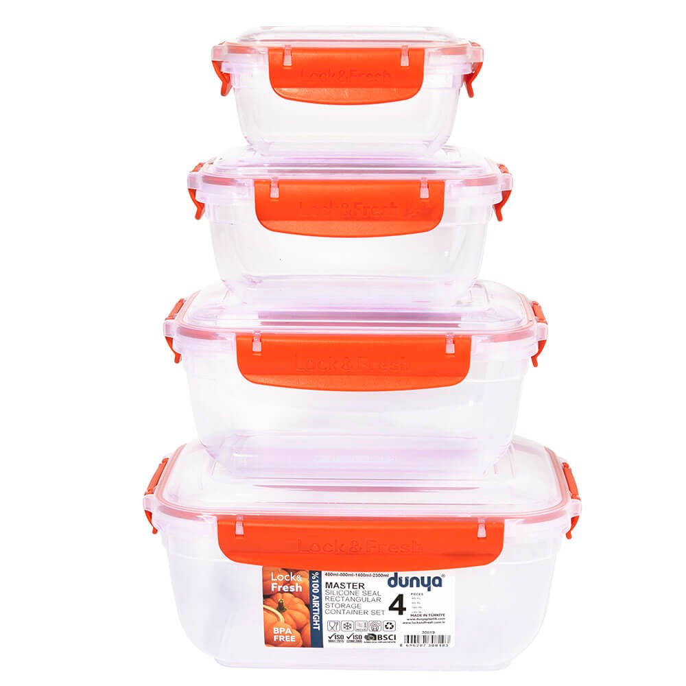 Dunya Lock & Fresh Rectangular Food Storage Container Set, 4 Piece