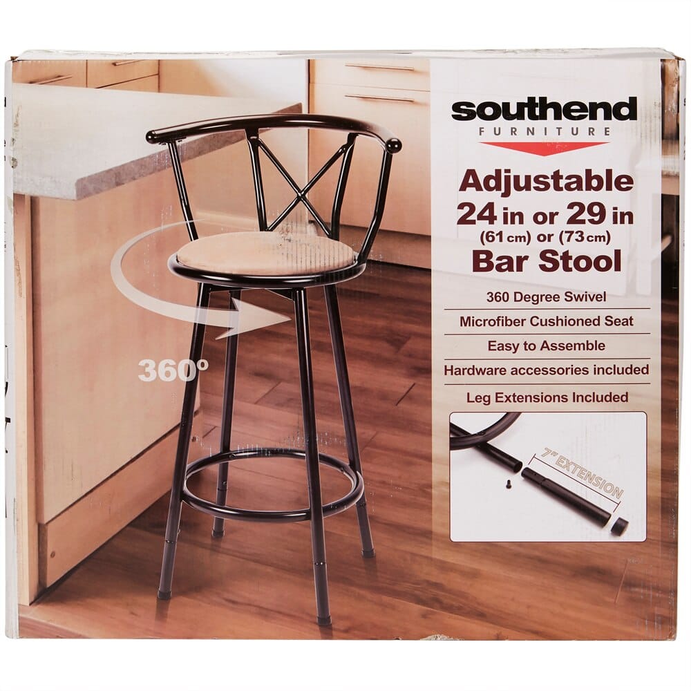 Southend Adjustable Bar Stool, 24" - 29"