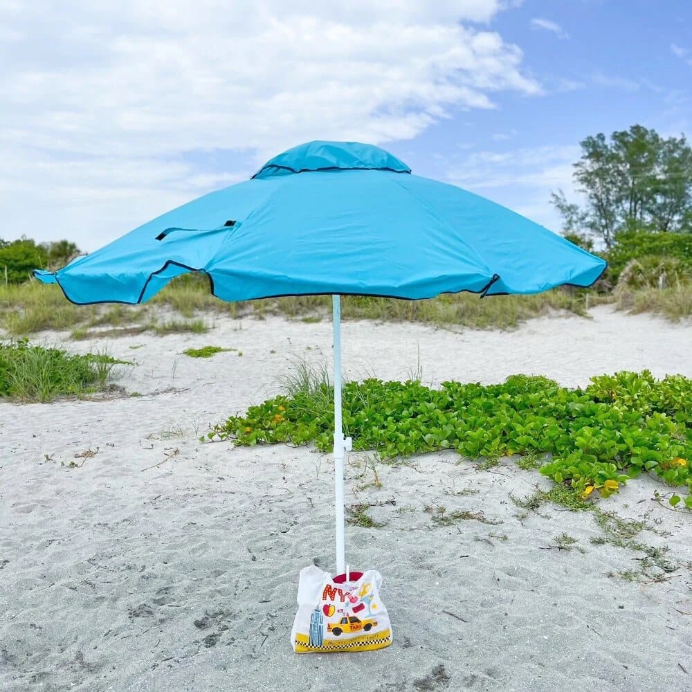 Abba Patio Beach Umbrella with Sand Anchor & Push-Button Tilt, 7', Blue
