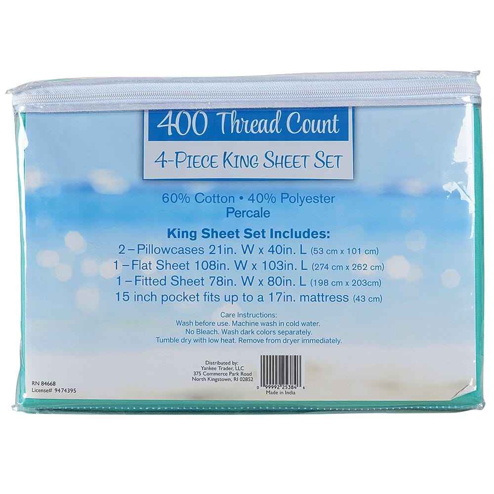 Coastal Collection 400 Thread Count King Sheet Set, 4-Piece