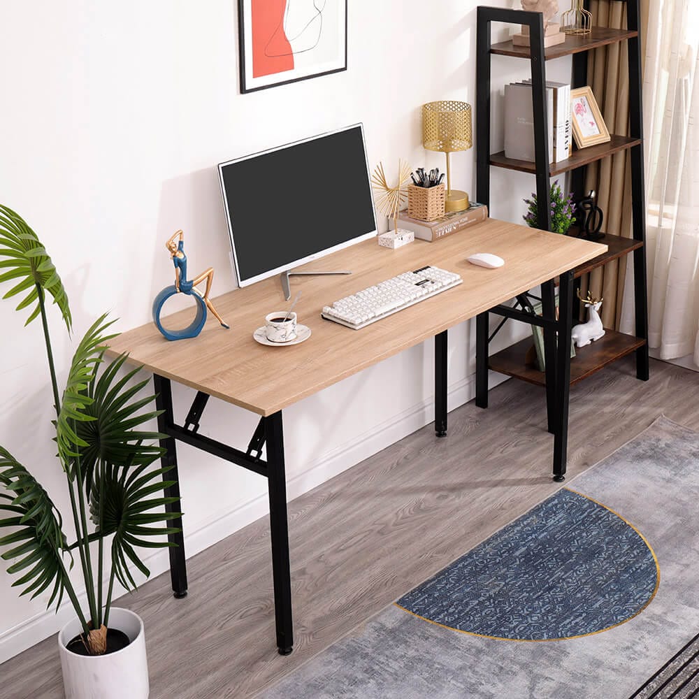 55" Foldable Desk, Natural/Black