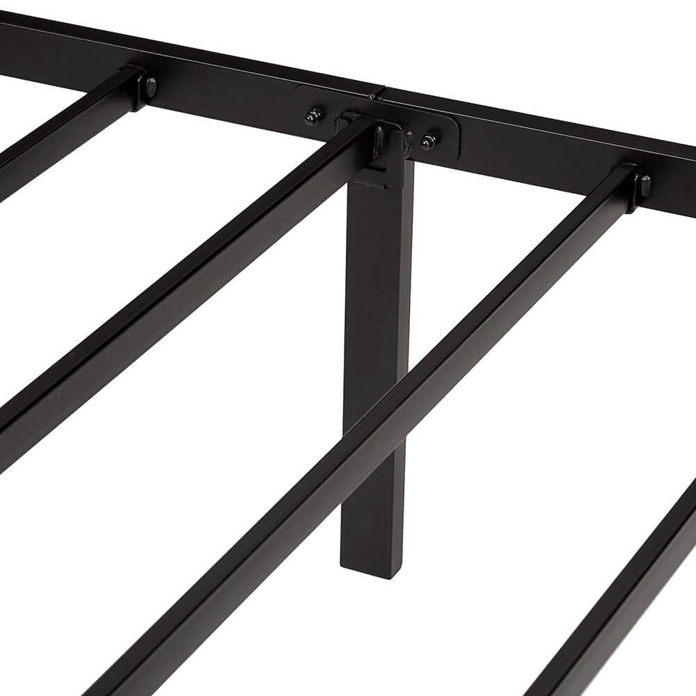 Heavy-Duty Non-Slip Bed Frame with Steel Slats, Full, Black