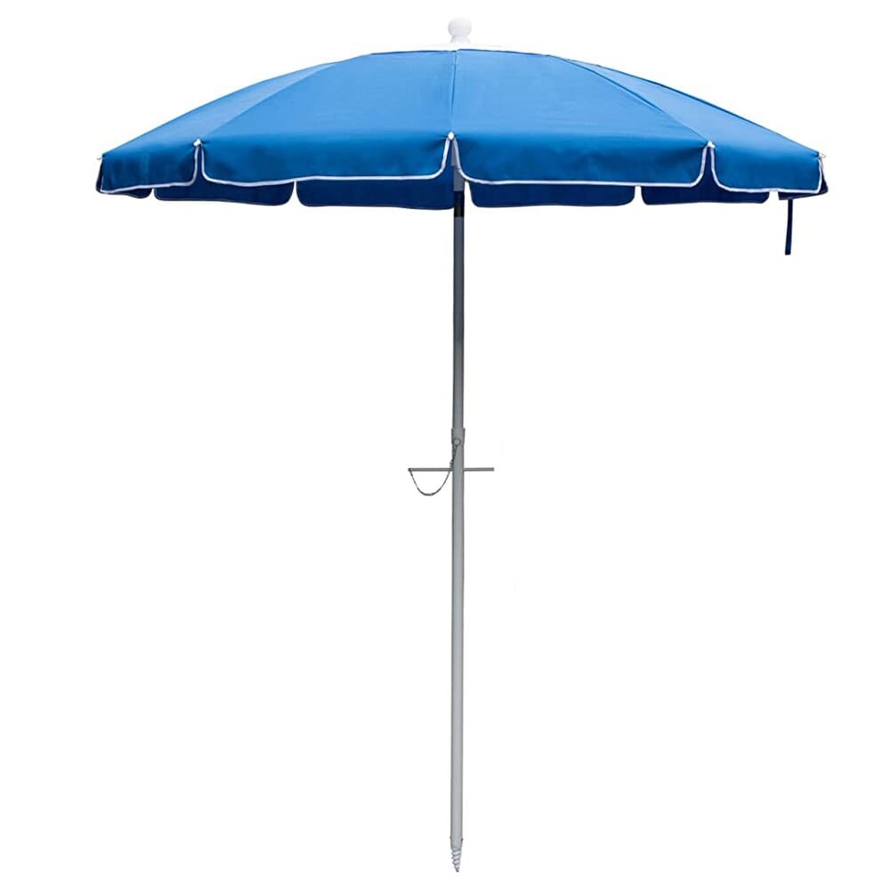 6.5' Beach Umbrella with Sand Anchor, Tilt Pole & Push-Button Close, Sky Blue