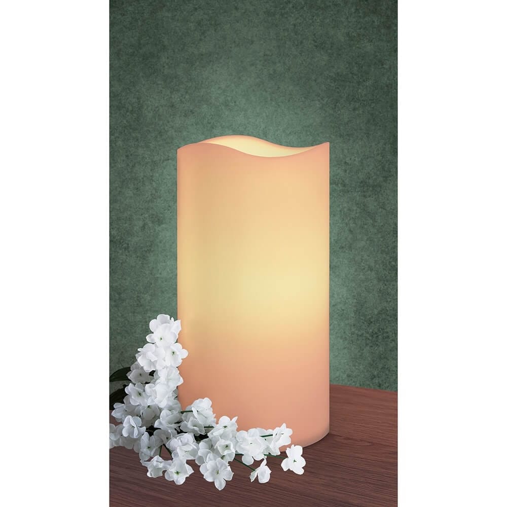 Flameless LED Pillar Candle with 6-Hour Timer, 12"