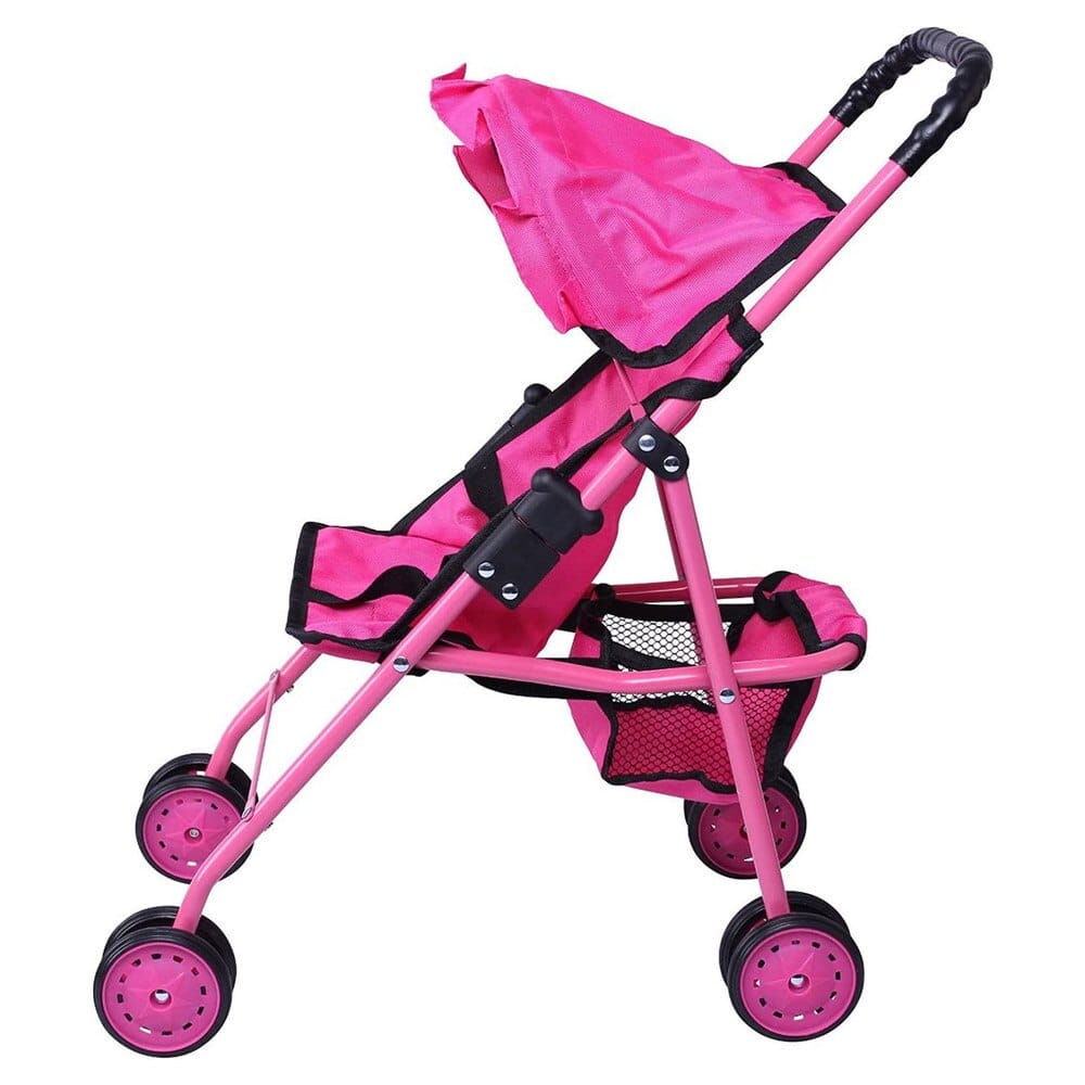 Click N' Play Umbrella Baby Doll Stroller with Foldable Hood for Toddlers, Hot Pink
