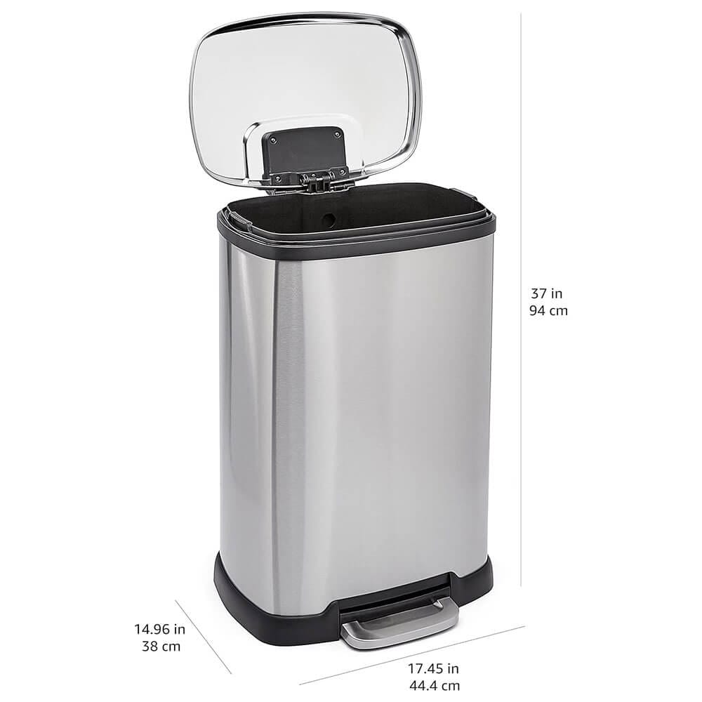 Rectangle Soft-Close 13 Gallon Trash Can with High Base