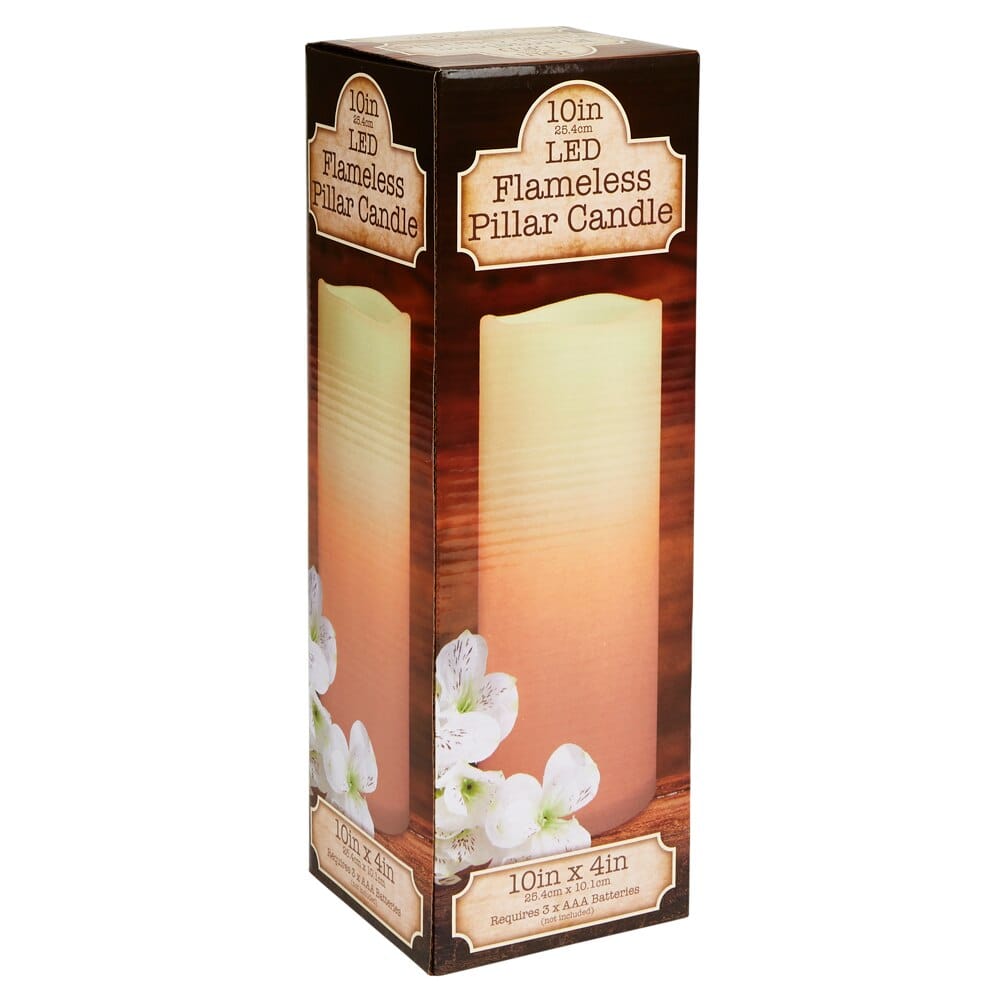 Flameless LED Pillar Candle, 10"