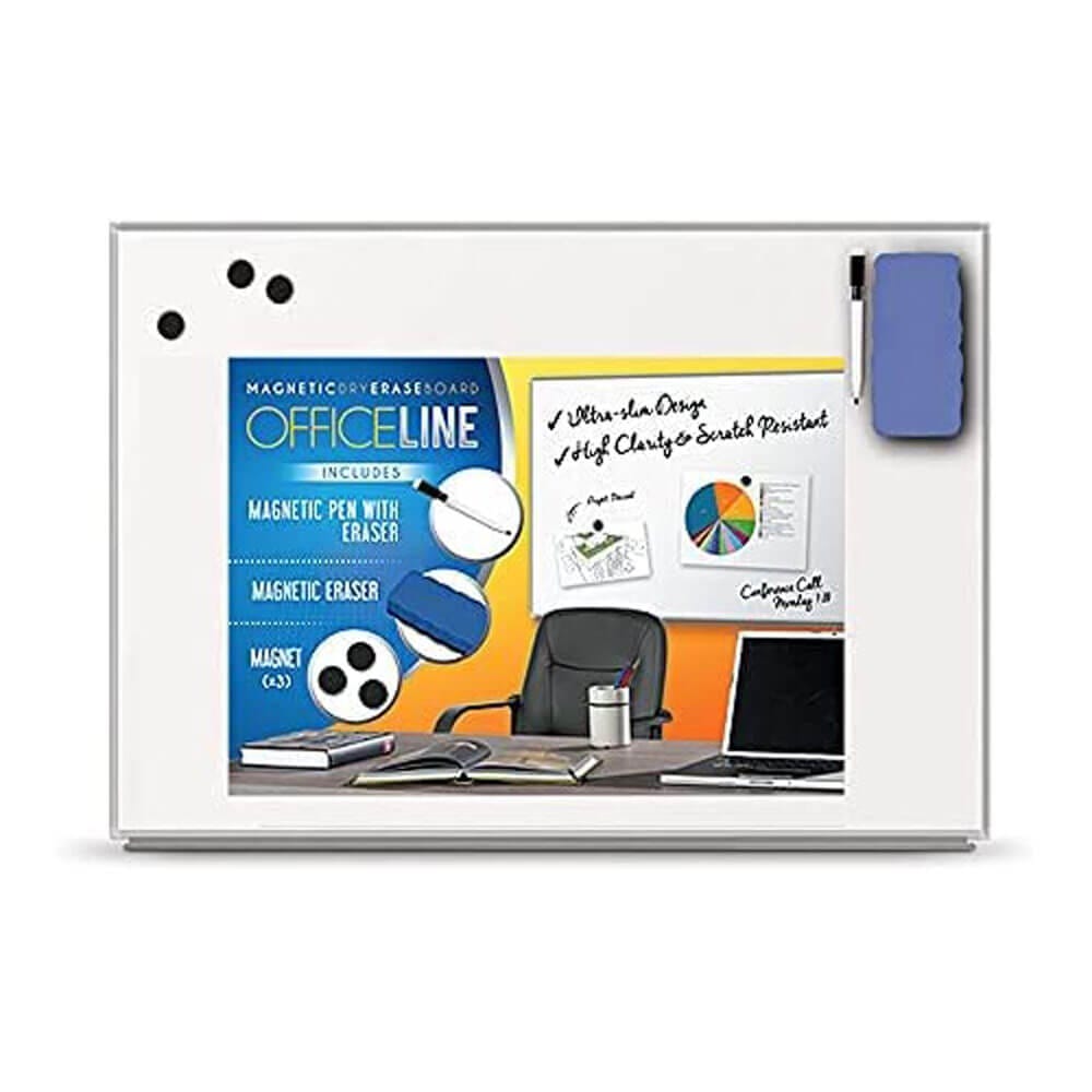 Officeline Ultra-Slim, Lightweight 12" x 18" Magnetic Dry Erase Board with Accessories