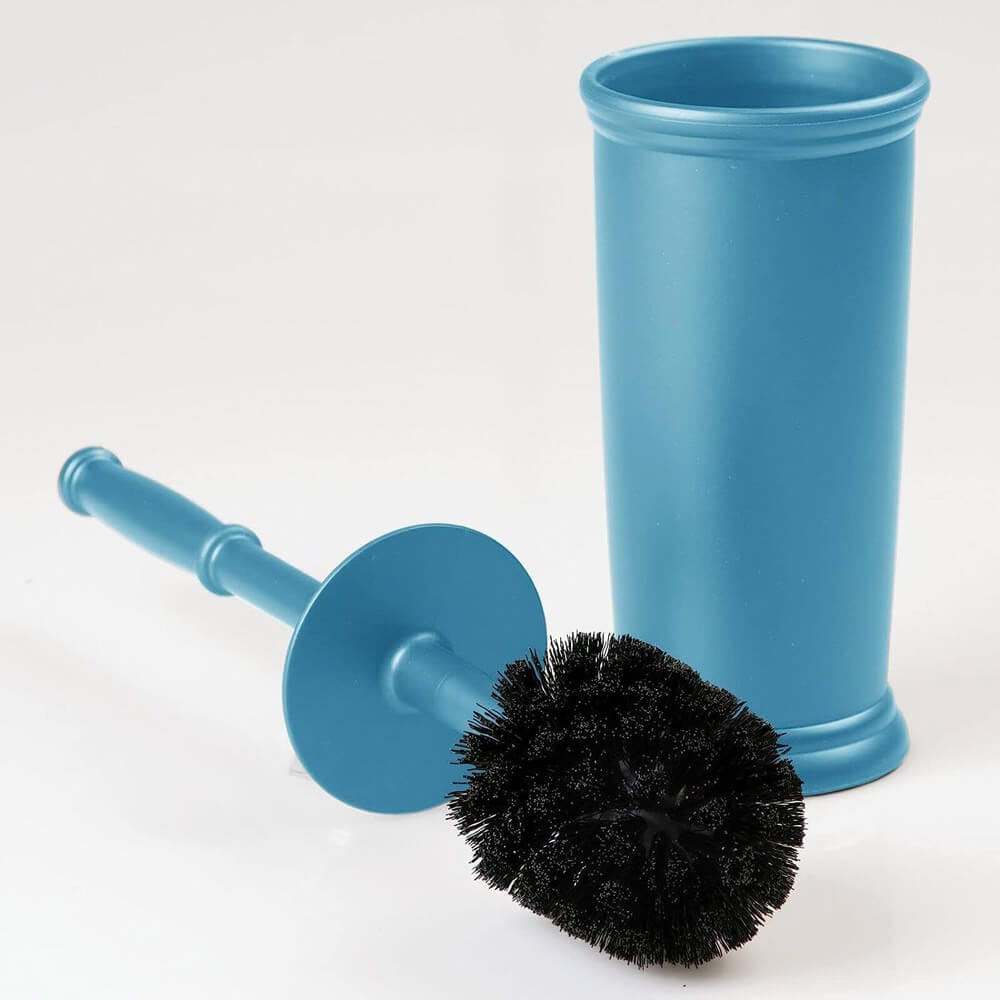 mDesign Compact Toilet Brush/Oval Waste Can Combination Set, Cornflower Blue