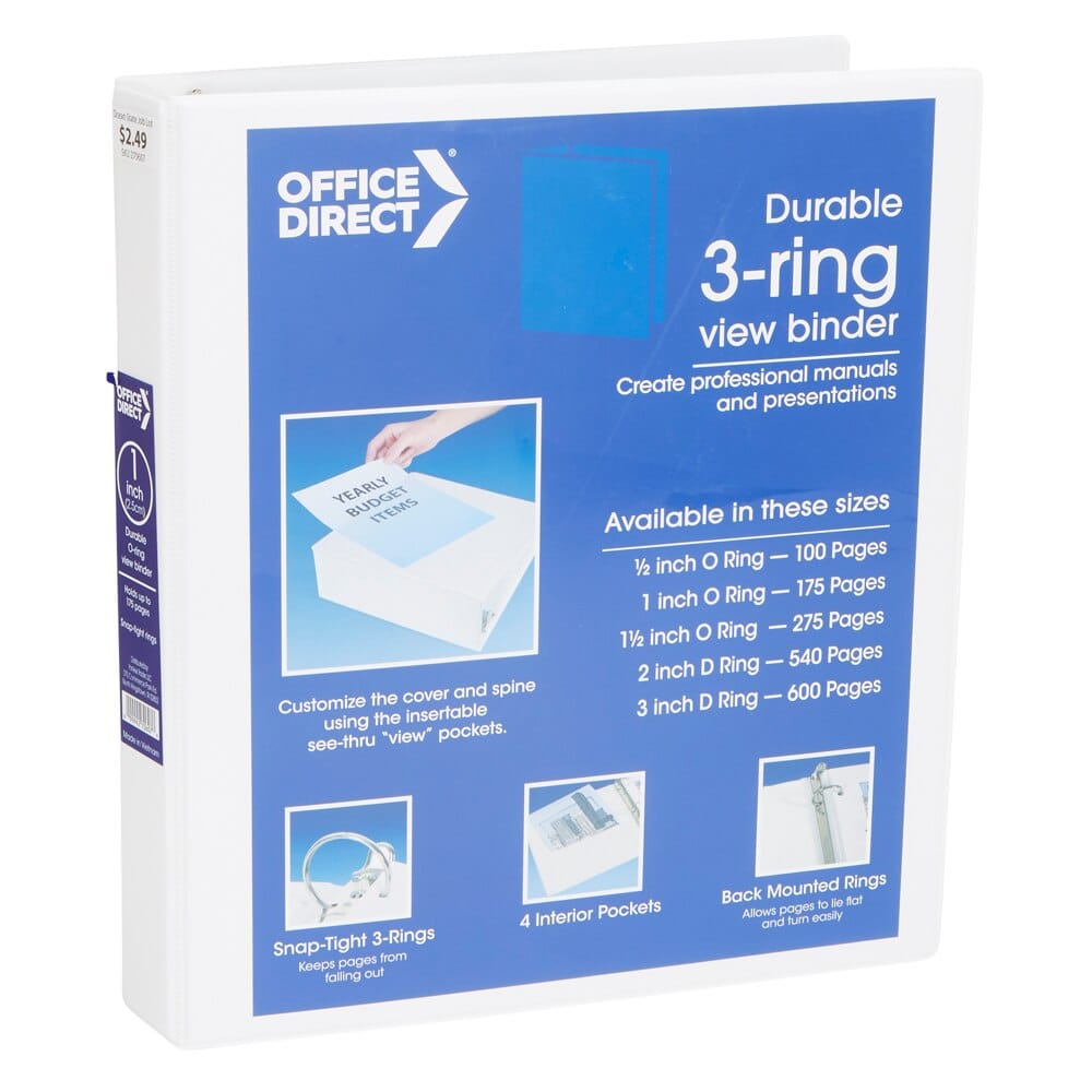 Office Direct O-Ring View Binder, 1"