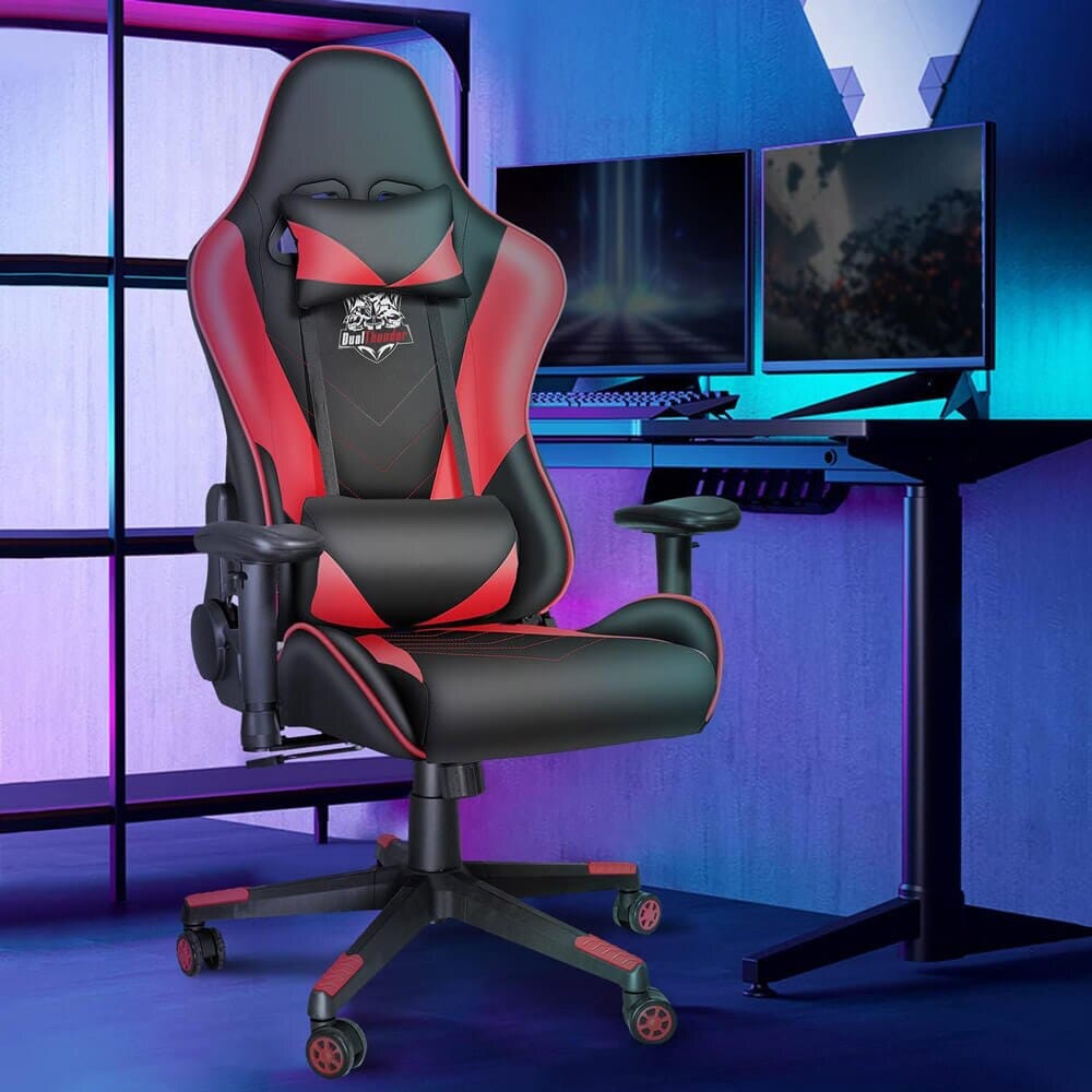 DualThunder Ergonomic High Back Gaming Chair, Red/Black