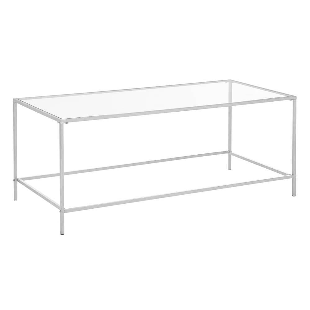mDesign Glass Top Coffee Table, Silver