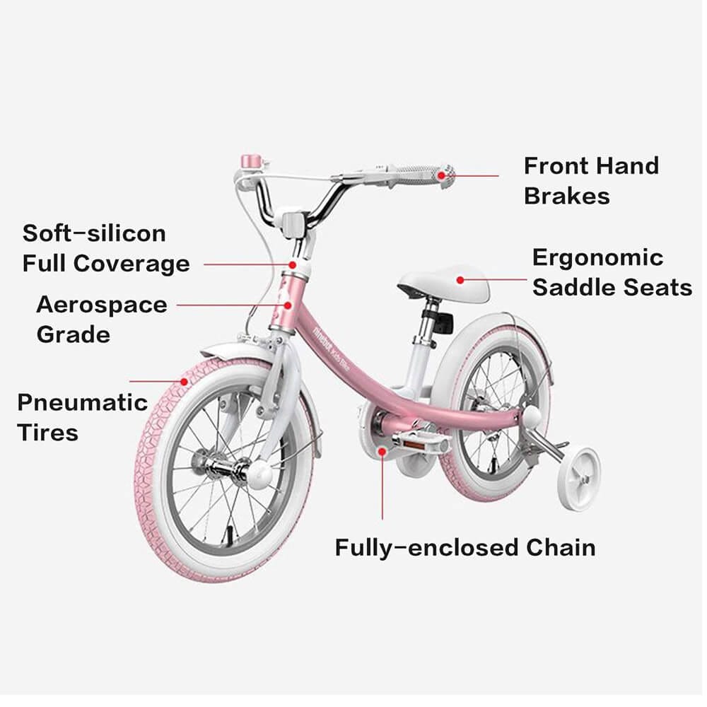 Segway Ninebot 14" Kids' Bike with Training Wheels & Kickstand, Pink