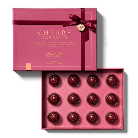 Cherry Cordial, is now in a box of its own. Each Cherry is made with Italian Marasca cherry with VSOP brandy, drenched in exquisite Dark Chocolate.