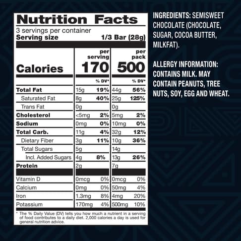 EM Reserve Single Origin Dark Chocolate Bar - Cacao from the Dominican Republic - Nutrition Facts - Please call us at 1-800-438-4356 for more info