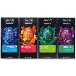 Ethel M Reserve Single Origin Dark Chocolate Bars - Set of all 4 - Cacao from the Dominican Republic, the Philippines, Ghana, and Indonesia
