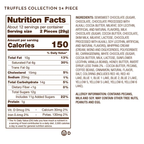 Truffles 24pc nutrition facts and ingredients
