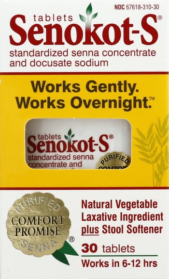 Senokot S Natural Vegetable 30 Count Laxative Tablets Harmon
