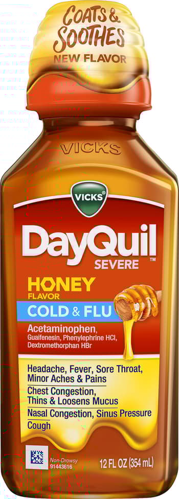 Vicks Dayquil Severe Honey Cold Flu Liquid 12 Oz Harmon Face Values
