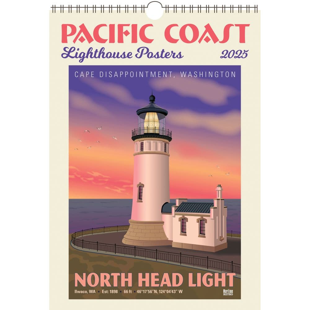 Pacific Northwest Lighthouses Poster 2025 Wall Calendar - Calendars.com