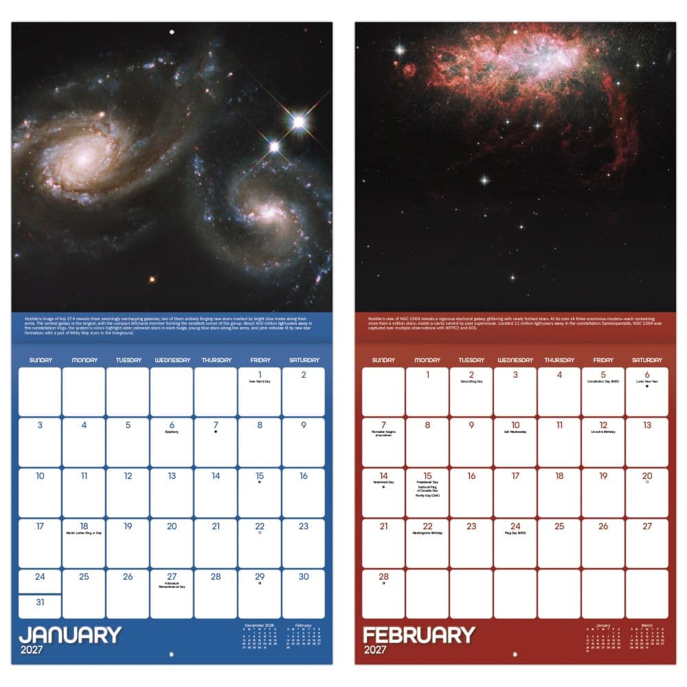 NASA Views from the Hubble Telescope 2027 Wall Calendar Fifth Alternate Image