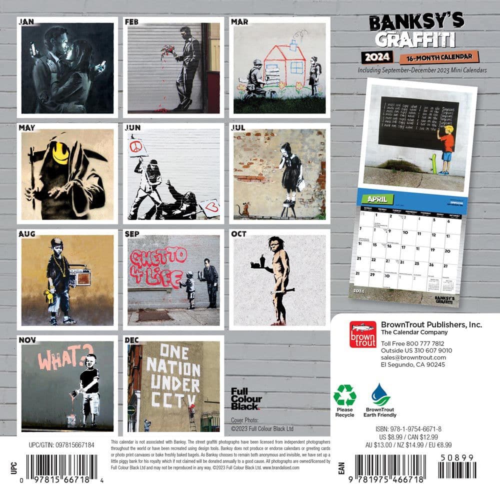 Banksys Graffiti 2024 Mini Wall Calendar