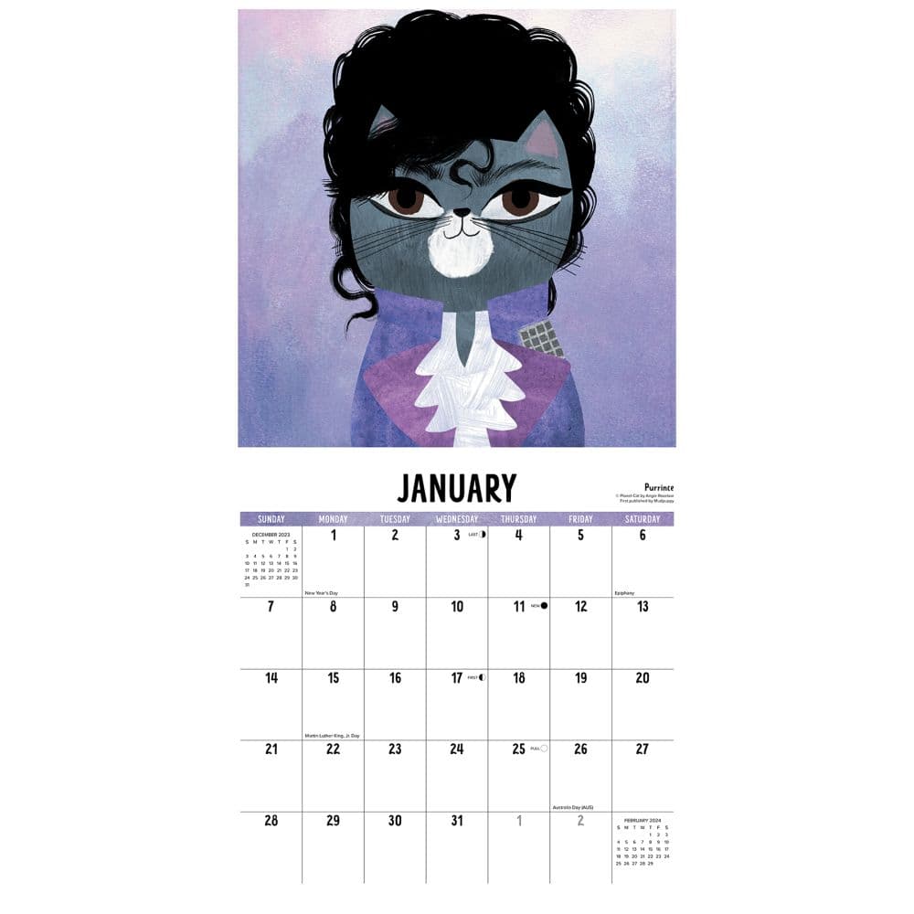 Mewsic Legends 2024 Wall Calendar