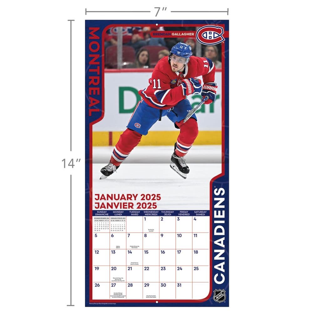 NHL Montreal Canadiens 2025 Mini Wall Calendar Fourth Alternate Image