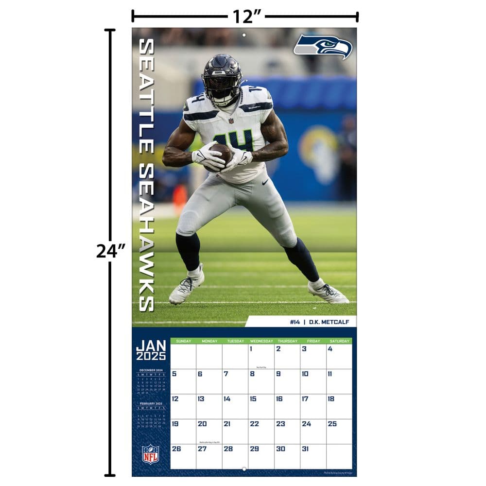 NFL Seattle Seahawks 2025 Wall Calendar size