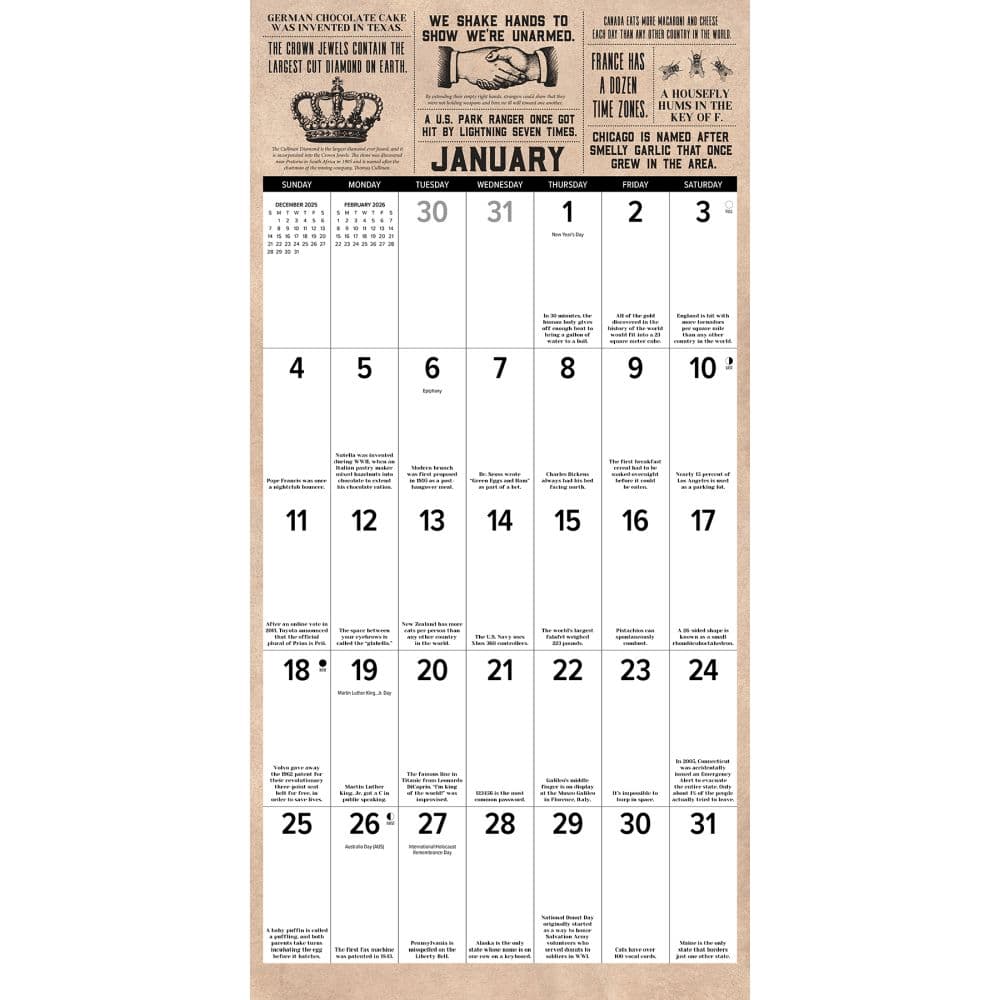 Today I Learned 2026 Wall Calendar Second Alternate Image