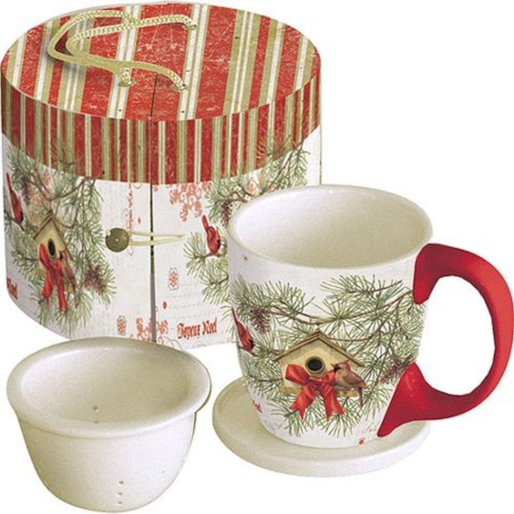 Cardinal In Pines Tea Cup Set by Tim Coffey Main Image