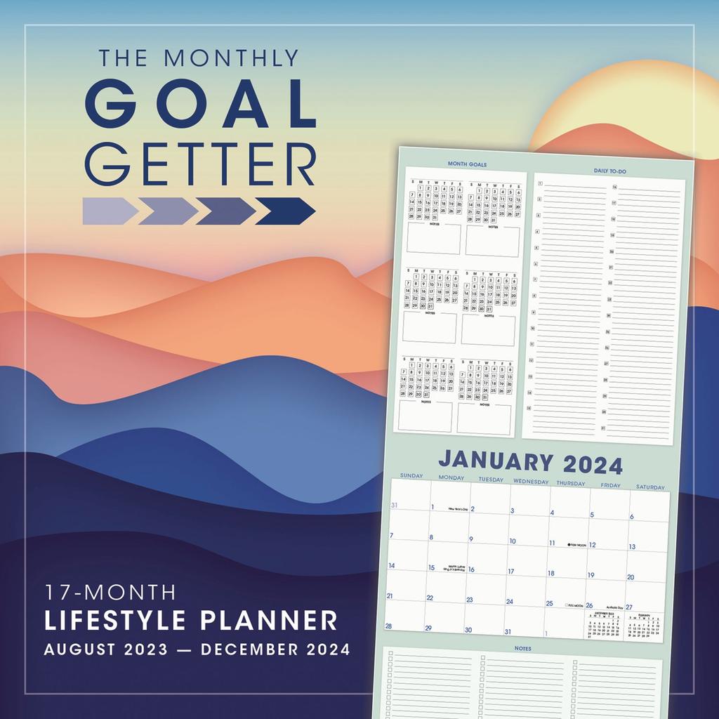 Mighty Mountains Goal Getter 17-Month 2024 Wall Calendar Main Product Image width=&quot;1000&quot; height=&quot;1000&quot;