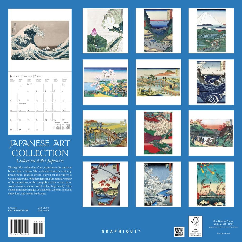 Japanese Woodblock 2024 Wall Calendar