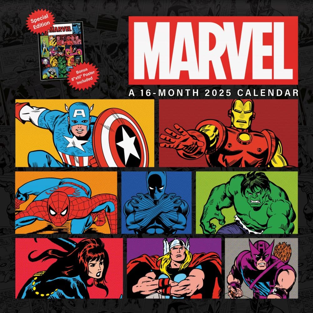 Marvel Comics Exclusive with Bonus Print 2025 Wall Calendar