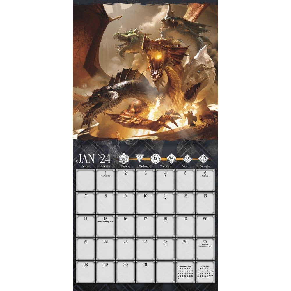 Dungeons and Dragons Classic 2025 Wall Calendar